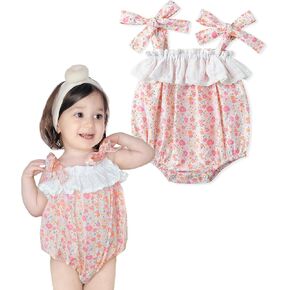 Simplee kids Baby Girls Romper Sleeveless Summer Outfits Rompers baby rompers girl Floral Pattern Button One Piece Outfit