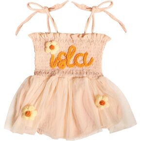 Personalized Baby Girl Romper,Custom Name Baby Girl 1st Birthday Dress,Sleeveless Rompers Bodysuit,Cake Smash Outfit,Newborn Gift for Baby Shower,Coming Home Baby Outfit