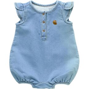 Carhartt baby-girls Short-sleeve Denim Henley Romper