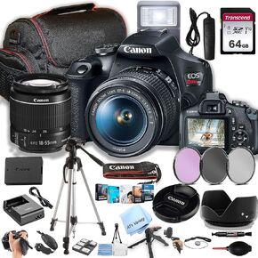 Canon EOS Rebel T7 DSLR Camera w/EF-S 18-55mm F/3.5-5.6 is II Zoom Lens + 64GB Memory, Filters,Case, Tripod, Flash, Remote, and More (35pc Bundle) (Renewed)