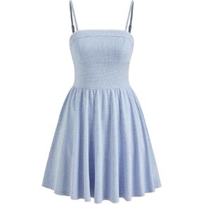 CIDER Women's Gingham Mini Dress for Summer Plaid Dresses Flowy Trendy Sun Dress