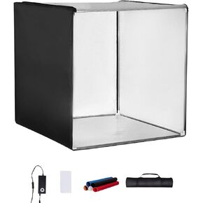 Happybuy Photo Studio Light Box, 32" x 32", 5600K Professional Photo Shooting Tent Kit with 210 LED Lights 5 Backdrops Power Adapter Soft Light Cloth Corner Pieces