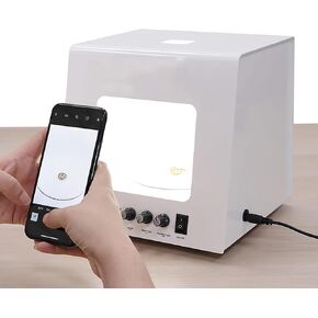 Jewelry Photo Light Box,Smart Photography Turntable 20/30cm,Dimmable Jewelry Shooting Tent Softbox, for Jewelry, Small Items,20cm