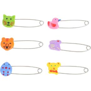30Pcs Animal Safety Pins with Plastic Heads Durable Diaper Pins for Care Safety Brooches for Secure Fastening for Cloth Diapers and More