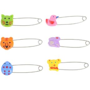 30Pcs Animal Head Safety Pins Diaper Fasteners Cute Plastic Brooches for Secure Clothing Safe for Pets for Cloth Diapers