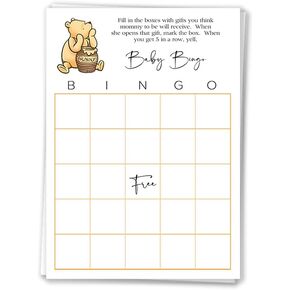The دعوة Lady Pooh Beh Beaby Shower Bingo Game الكلاسيكية عتيقة ويني بطاقات الجنس محايدة (24 عدد)