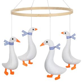 Goose Baby Mobile for Crib Goose Crib Mobile for Boys, Girls Felt Duck Nursery Decor 4 Hanging Felt Geese for Baby Shower Gift, Bassinet Toddler Room Decor, Gender Neutral Newborn Gift
