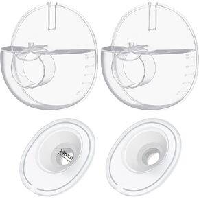 Two Complete Sets Compatible with Momcozy M5 Breast Pump Replacement Parts, 24mm Collection Cup and 15/17/19/21mm 8pcs Flange Size Kit for M5 only, not Other Models