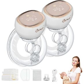 Hands Free Breast Pump, Wearable Breast Pump Portable Breast Pump Electric Breast Pump Hands Free,3 Modes-9 Levels Painless Low Noise Touch Screen Baby Pump with 1 Pack (2)