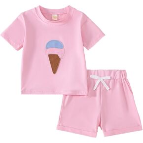 Toddler Baby Girls Clothes Short Sleeves T-Shirt Tops + Shorts Cute Summer Outfits Set