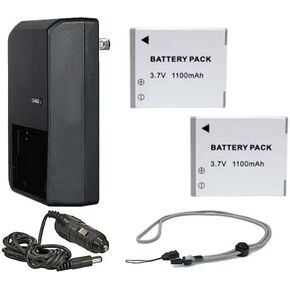High Capacity Batteries (2 Units) + AC/DC Travel Charger Compatible with Nikon S570 + Krusell Multidapt Neck Strap (Black Finish)