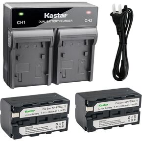Kastar 2x Battery + Fast Dual Charger Replace لـ Sony NP-F770 NP-F970 NP-F960 NP-F975 NP-F570 NP- F750 ، DCM-M1 HDR-FX1 DCR-VX2100E HXR-NX3 ، CN160 NW759 74K 760 FW