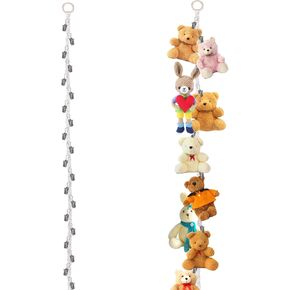 Lystaii 1PC Stuffed Animal Storage Chain with 20PCS Metal Clips Metal Clips Stuffed Animal Display Holder Chain for Wall or Corner Nursery Play Room Hanging Hats Socks