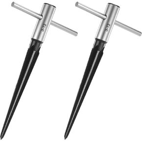 2 PCS T Handle Tapered Reamer Set, 6 Fluted Chamfer Reaming Tool Guitar Tapered Hole Reamer Tool, 1/8"-1/2" (3-13mm) Guitar Bridge Pin Hole Handle Reamers Taper Hand Reamers for Wood Latches