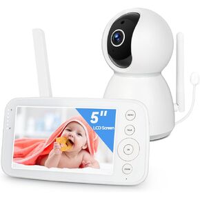 Baby Monitor Camera, 5 inch HD Video Monitor 1080P Camera+ IR Night Vision, 30-Hour Battery, Two Way Audio and VOX Mode, Temperature Sensor and 8 Lullabies
