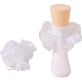 3 Pairs Baby Girl Double Lace Turn Cuff Cotton Girls Ruffle Socks Frilly Dress Socks for Toddlers and Kids in Kuwait