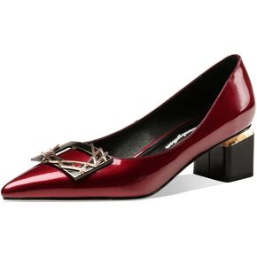 TinaCus Women's Glossy Patent Leather Handmade Clear Pointed Toe Low Block Heel Slip On Pump Shoes with Trendy Square Pattern in Saudi Arabia