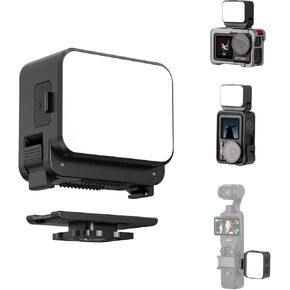 Mini Light for DJI Action Camera, Pocket 3 Fill Lighting Cold Hot Shoe LED Vlogging Light Attachment for DJI OSMO Pocket 3 Action 5 Pro 4 3, for GoPro Accessories
