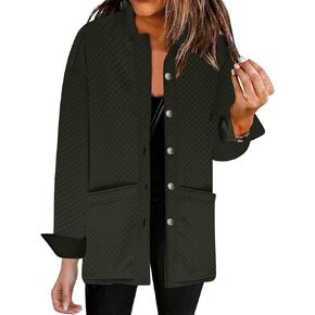 Mmoneyake Lightweight Quilted Jackets for Women 2024 Button Down Collared Long Sleeve Shirts Shacket Winter Coats Outerwear