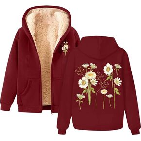 Oversized Casual Coat Floral Printed Padded Thickened Sweatshirt Casual Fashion Hooded Cardigan