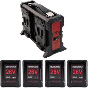 IndiPRO Micro-Series 26V 260Wh 4-Battery Kit with Quad Charger (V-Mount)