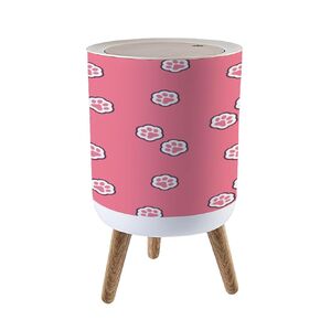Small Trash Can with Lid White paw Dog cat Seamless Pattern Cute Children s Baby Print Textile Garbage Bin Pet Proof Waste Basket for Kitchen Bathroom Office Bedroom Decorative 1.8 Gallon