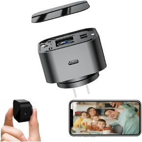 LIZVIE Hidden Camera Charger, Spy Mini Camera Remote Control/Motion Detection/Night Vision/Nanny Cam for Home Security Indoor.