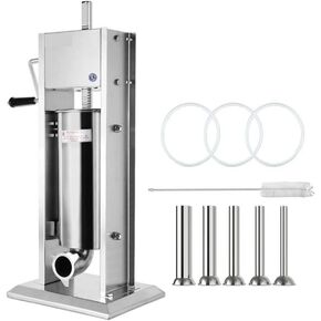Commercial Sausage Stuffer Filler Manual Vertical 3L 5L 7L 10L 15L Stainless Steel For Home Make Sausage Hot Dog Bratwurst For Beginners DIY Use(15L)