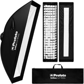 Profoto 1x4-Feet Rectangular Heat-Resistant Softbox Strip with Recessed Front (White Interior) Bundle with 1 x 4-Feet Softgrid and Strip Mask (3 Items)