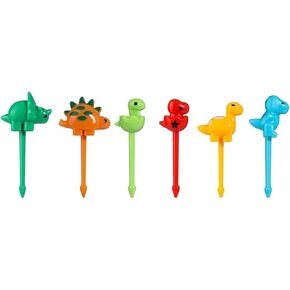 Dinosaur Food Picks for Kids Fruit Forks Animal Snack Dessert Toothpicks Lunch Box Decor Accessories(Random 12 pcs)