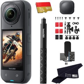 insta360 X5 Motorcycle Bundle-8K Waterproof 360 Action Camera with 1/1.28" 48MP Sensors, 8K 360 HDR Video, 72MP, 4K Single-Lens |Bundle Includes Motorcycle Bundle, Selfie Stick, Lens Cap (512GB)