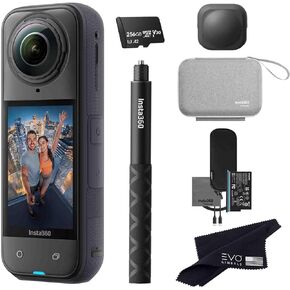 Insta360 X5 Travel Bundle-8K Waterproof 360 Action Camera with 1/1.28" 48MP Sensors, 8K 360 HDR Video, 72MP 360 Photo, 4K Single-Lens |Bundle Includes Travel Case, Selfie Stick, Lens Cap (512GB)