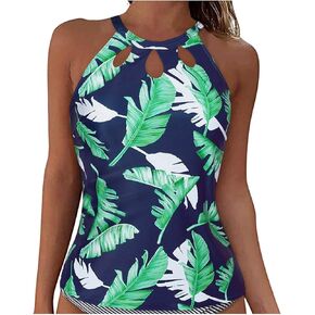 Tankini Tops for Women Swimwear Top Halter Tummy Control Swim Tops Only Twist Front V Neck Bathing Suit No Bottom