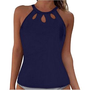 Tankini Tops for Women Swimwear Top High Neck Backless Bathing Suit for Women Key Hole Swimsuit Swim Top Only