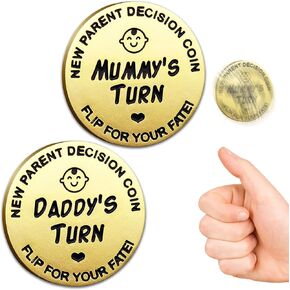 Funny Baby Gift New Parents Decision Coin,Pregnancy Gifts New Dad Mom Gifts,New Parents Gifts for Couples Halloween Thanksgiving Christmas Gift for First Time to be Moms Dads Daddy Mummy Double Sided