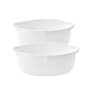 2 Small Woven Basket (12"x8"x5"), Cute Oval Decorative Storage for Baby Showers, Toys & More, Gift Basket for Father's Day, Graduation, for Women and Men – White, 2 Baskets