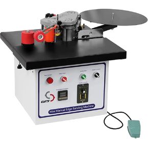 Benchtop Edge Bander, Woodworking Portable Edge Bander Banding Machine, Double-Sided Gluing, Works with Straight and Arc Edges (850W, 0~6m/min Edge Banding Speed)