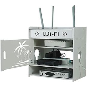 Router Storage Box Router Storage Box,Floating Wall Mounted Shelf Wall Mount WiFi Router Stand Router Storage Box Storage Wall-Mounted Shelf Bracket Home and Office WiFi Router Adjustable Cable Box (