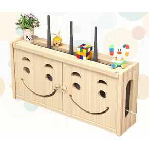 Router Storage Box Router Box Shelf No Drill Wall Mounted Router Storage Rack WiFi Router Shelf Wooden Wall Storage Box,A-48x24cm