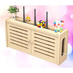 Router Storage Box Floating WiFi Router Shelf WiFi Router Shelf Storage Box Wall Mount Box Wooden Wall Storage Box,C-48x24cm
