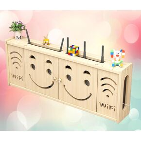 Router Storage Box WiFi Shelf Wall Mounted WiFi Router Storage Box Floating Shelves Shelf Cords WiFi Shelf Box Wooden Wall Storage Box,A-71x28cm