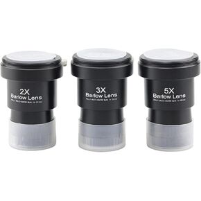 Telescope Barlow Lens 1.25-inch 2X-3X-5X Magnifier Set, All-Metal Multi-Coated wideband Green Film Barlow Lens for Telescope eyepieces