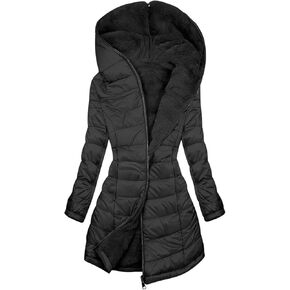Ceboyel Womens Zip Up Hooded Winter Coats Puffey Warm Down Jackets Fleece Lined Coat Light Weight Windproof Clothing