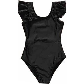 stylesilove Mommy and Me Ruffle One Piece Swimsuit Black Matching Family Bathing Suit Beach Pool Swimwear