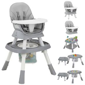 Baby High Chair with Activity Play Center,8-in-1 Convertible High Chairs for Babies and Toddlers with Baby Toys,Table and Chair Set Building Block Table,Highchair for Ages 6-120 Months