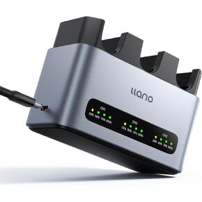 llano 30W LP-E6NH LP-E6P Battery Charger: Fast Three Slot for Canon Camera Batteries EOS R5/R6/R7 Mark Il, 5D/6D/7D Mark Il/llI/IV, 60D/70D/80D/90D, USB-C, LED, Durable CNC Aluminum