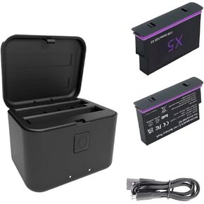 Battery Charger Set for Insta360 X5,Can Charge 2 Batteries at The Same time (Charger+2 Battery)