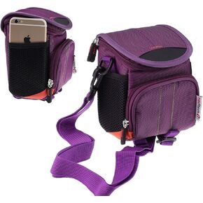Navitech Purple Portable Binocular Shoulder Bag - Compatible With Steiner Safari UltraSharp 10x25 Binoculars