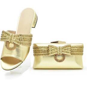 Womens Designers Nigerian Shoes and Matching Bags Set Luxury Rhinestone Italian Shoe and Bag Set for Party and Wedding