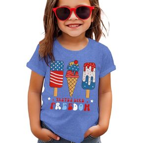 SOFEON 4th of July Shirt Toddler Boy Girl American Flag Popsicle T-Shirt Tastes Like Freedom Patriotic Short Sleeve Tees
